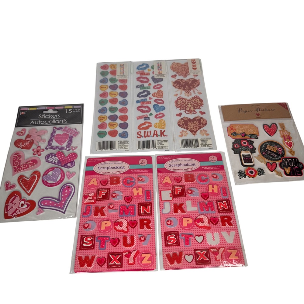 Valentines Day Scrapbook Stickers Rub-On Transfers Lot 7pk Royal Langnickel Jot